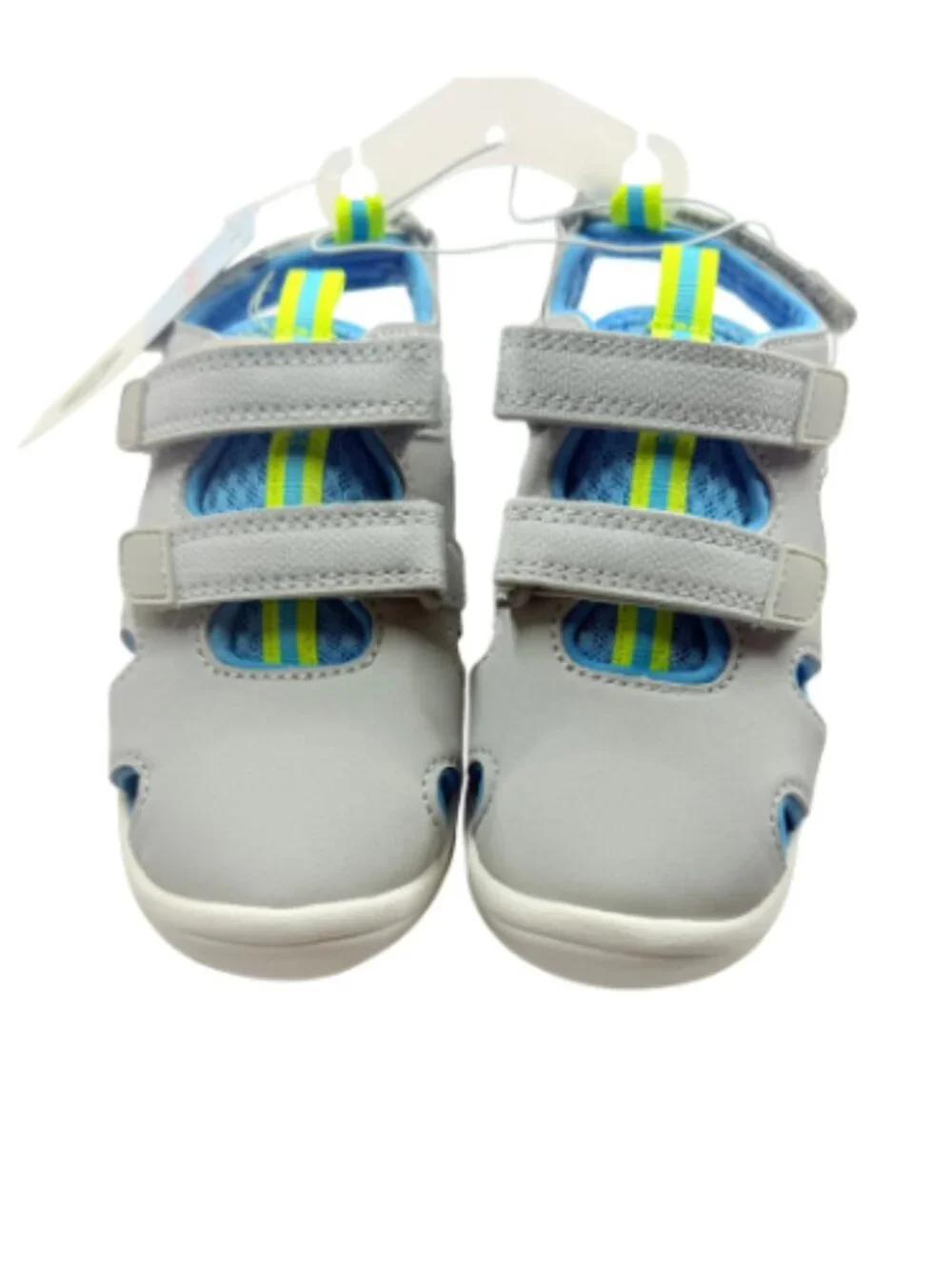 Cat & Jack Boys Closed Toe Summer Sandals Gray Blue Hook & Loop Strap Size 11